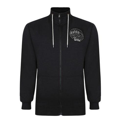 Bigdude Funnel Neck Zip Thru Jacket With Camping Print Black